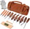 Deluxe Wood Carving Kit – 16-Piece Whittling Tools Set with 8 Whittling Knives, 3 Detail Carving Knives & Large Leather Case – Beginner & DIY Woodworking Kit (burlywood)
